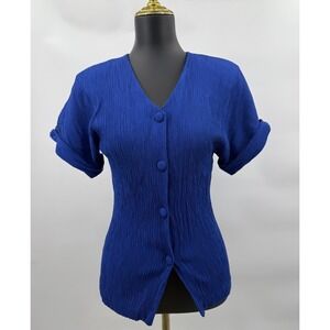 Maren Blue Top Women's Size XS Button Up Short Sleeve